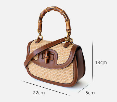 Hana/ Straw Woven Bag With Bamboo
