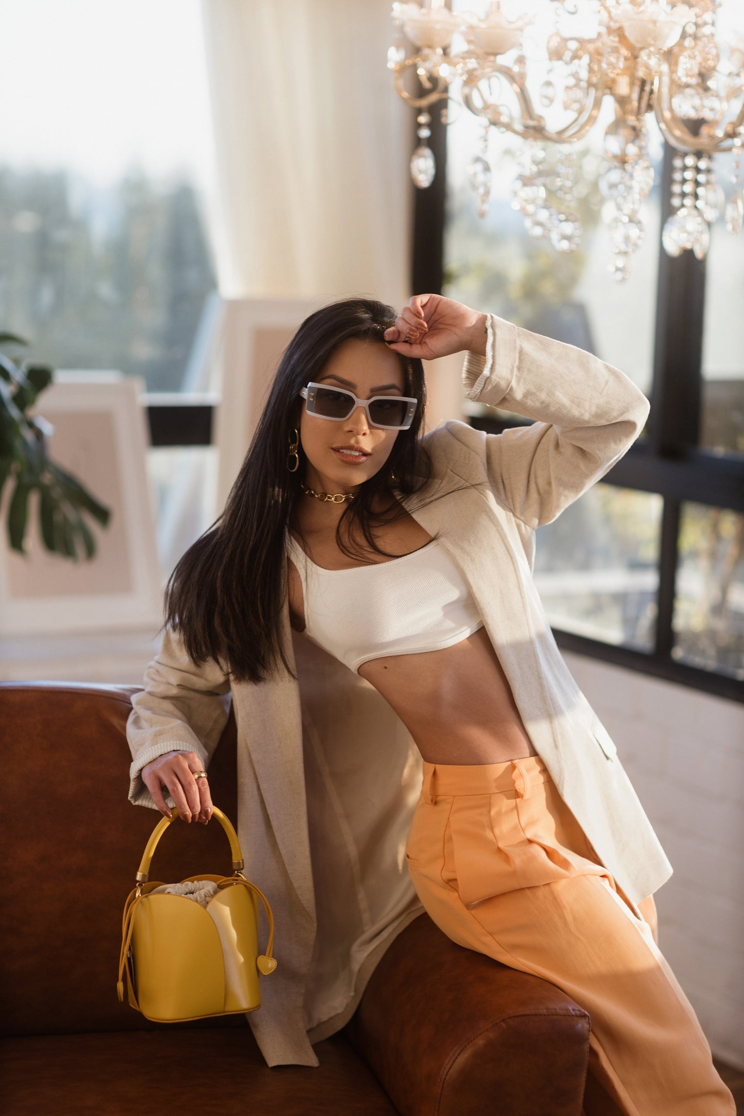 Anne | Leather Flower Bucket Bag