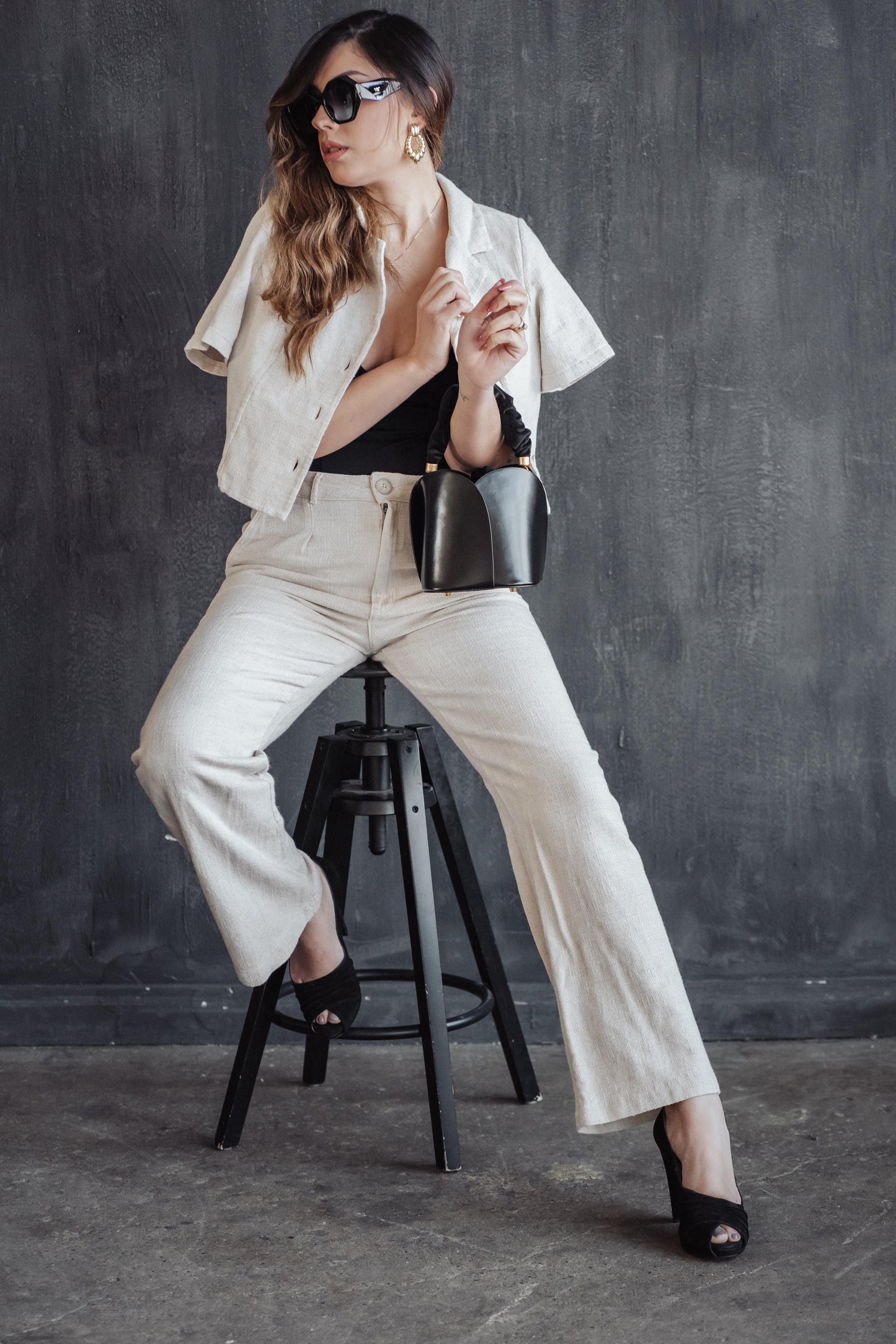 Anne | Leather Flower Bucket Bag