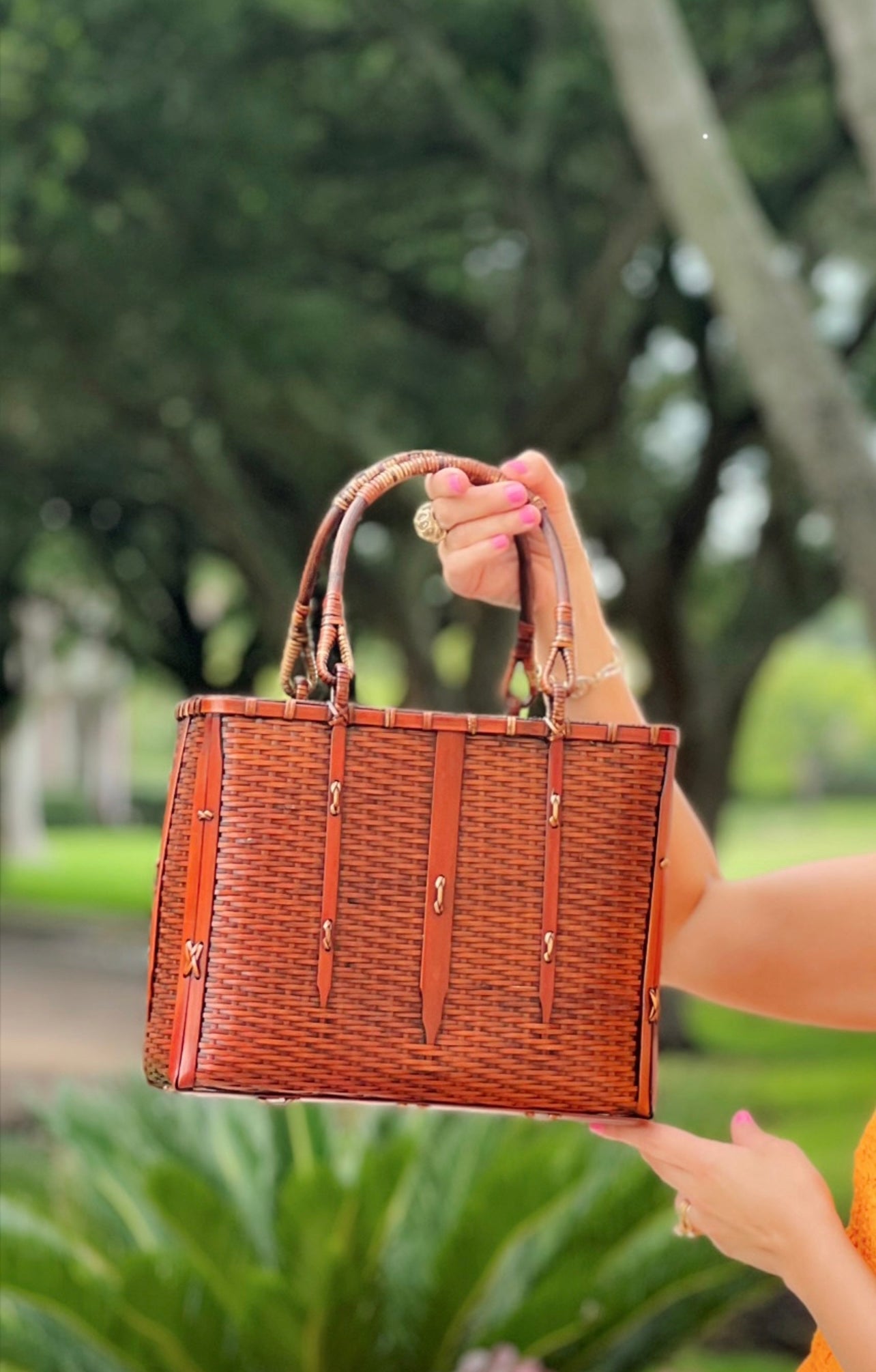 Vintage Straw Hand Bamboo