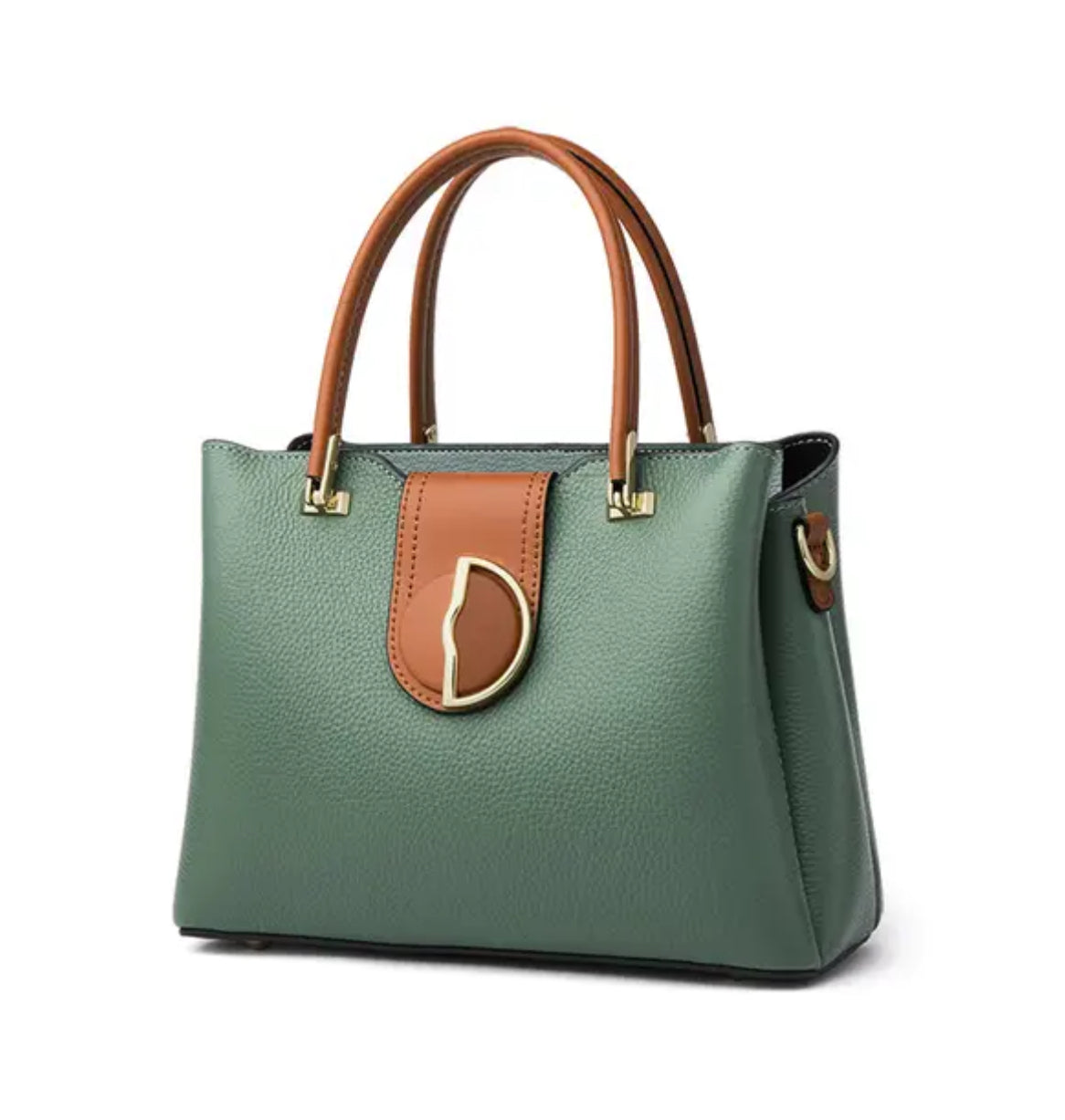 Mila/Genuine Leather Bag | Dual Color Crossbody | Top Handle Bag