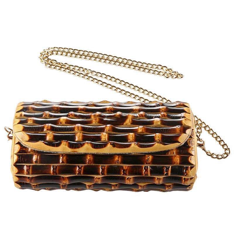 Long Chain Evening Bamboo Purse Wallet/Natural Color