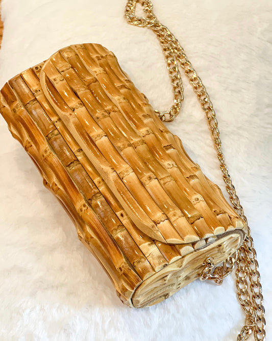 Long Chain Evening Bamboo Purse Wallet/Natural Color